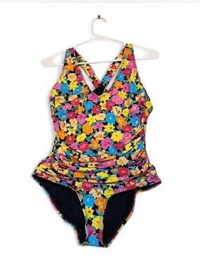 Anne Cole women Floral One-Piece Swimsuit - Bright Pink, Yellow, Blue